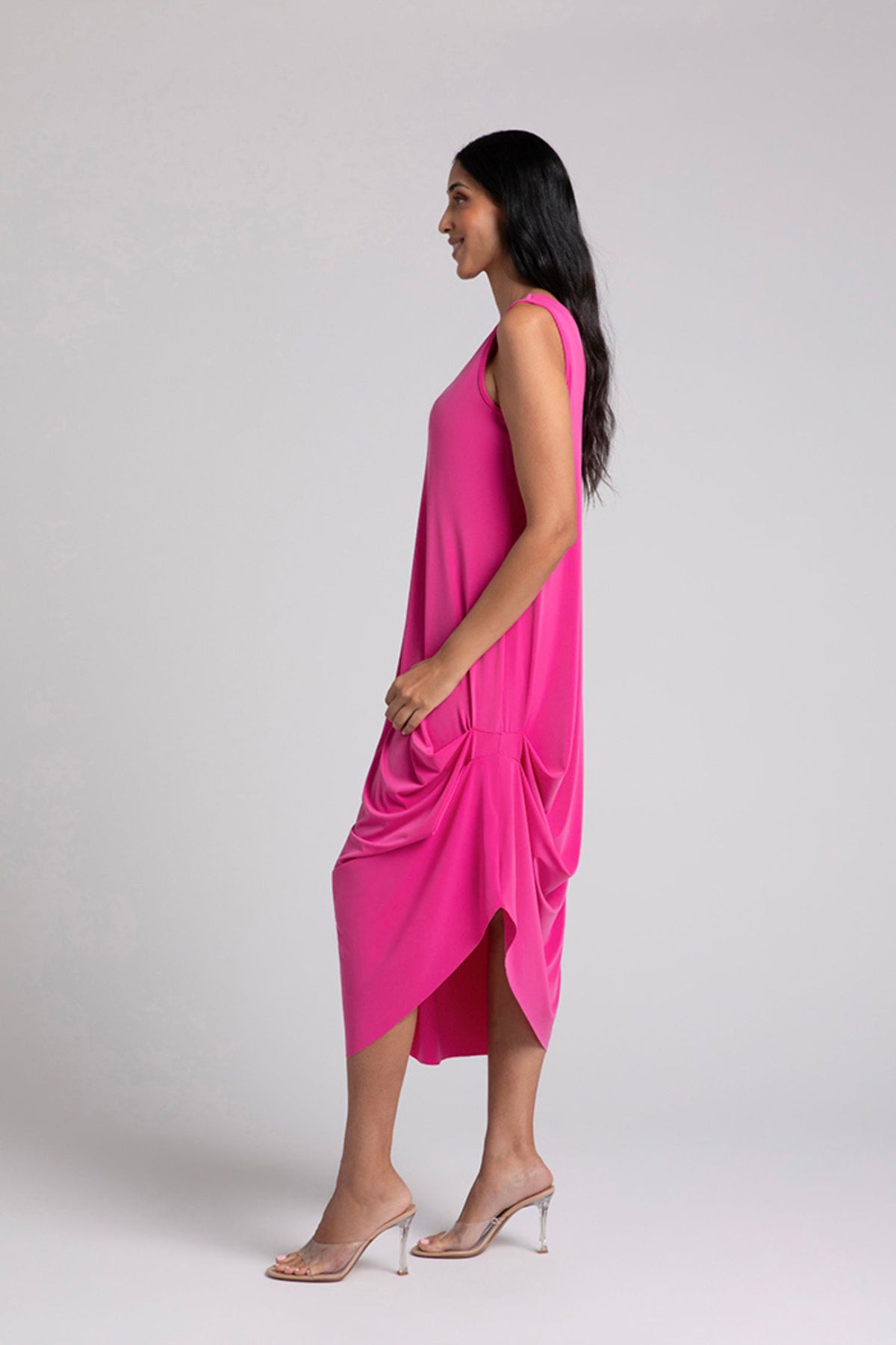 Sympli Sleeveless Drama Dress - Style 28168, side, peony