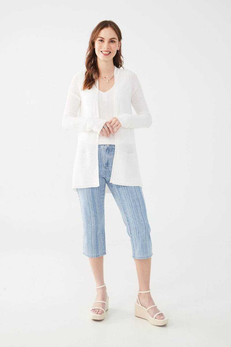 FDJ Open Front Textured Cardigan - Style 1144624, front2, white
