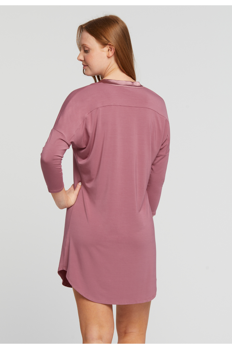 Fleur't Dolman 3/4 Sleeve Nightshirt - Style 6004, mesa rose, back