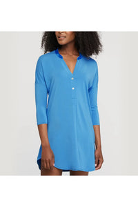 Fleur't Dolman 3/4 Sleeve Nightshirt - Style 6004, malibu blue, front