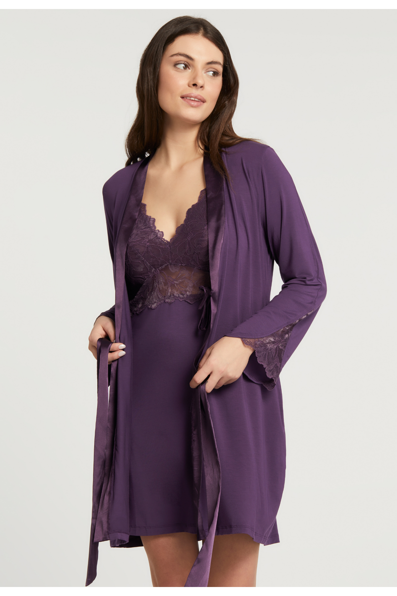 Fleur't Winter Bliss Robe - Style 6318, open, pinot