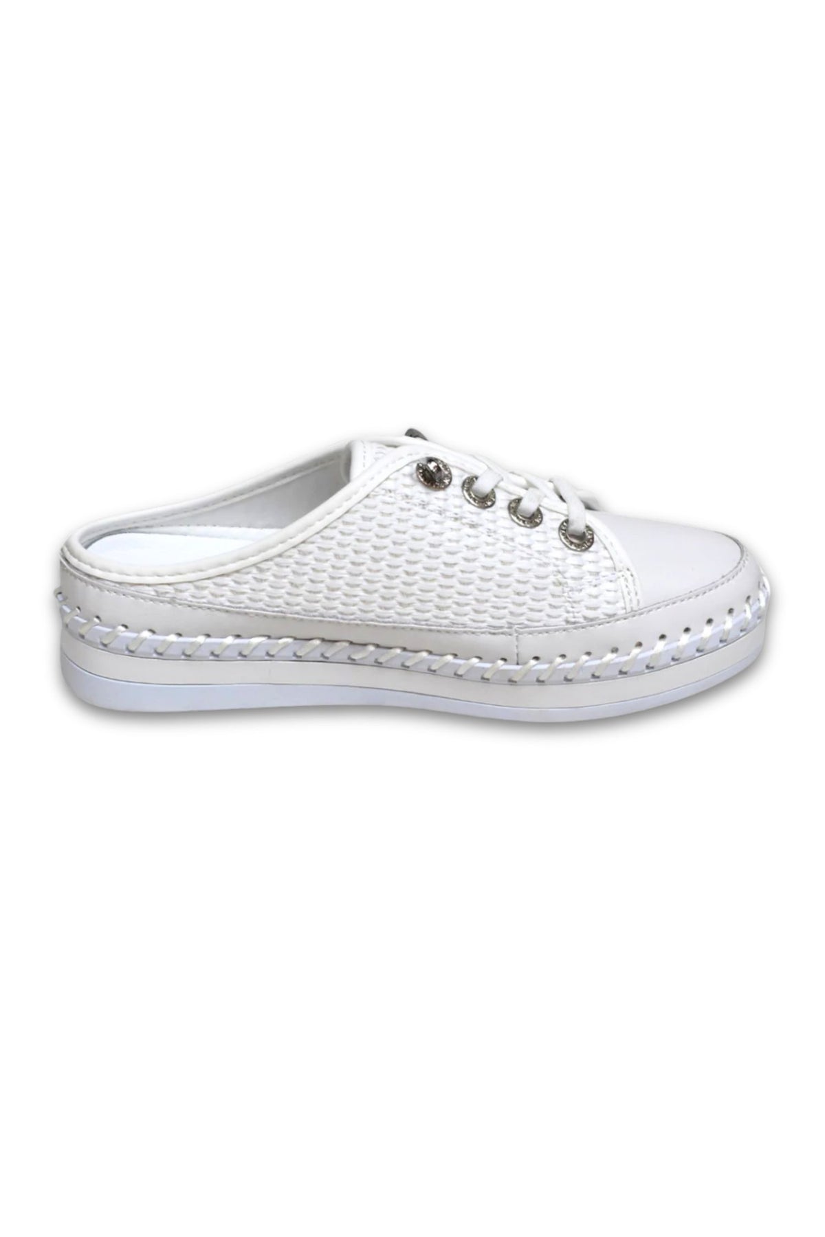 Inside view of Bernie Mev TW Jive Weave Slide in white