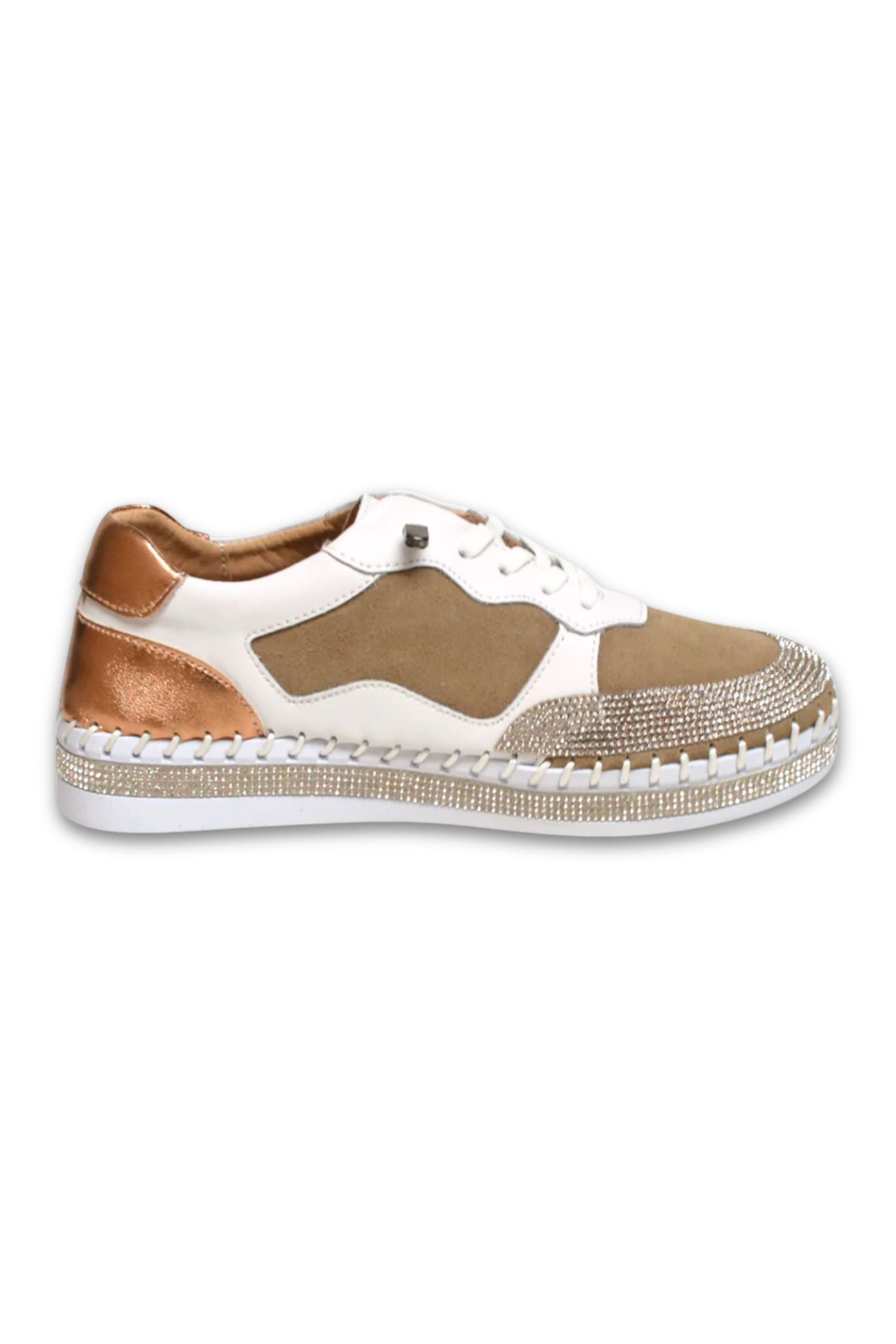 Inside view of Bernie Mev TW Billie Sneaker in tan rose