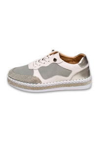 Outside view of Bernie Mev TW Billie Sneaker silver white