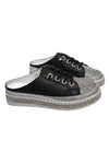 Side pair view of Bernie Mev Lace-Up Slide - Style TW Jive in black
