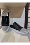 Front view2 of pair of Bernie Mev Mule Shoes - Style TW shine in black