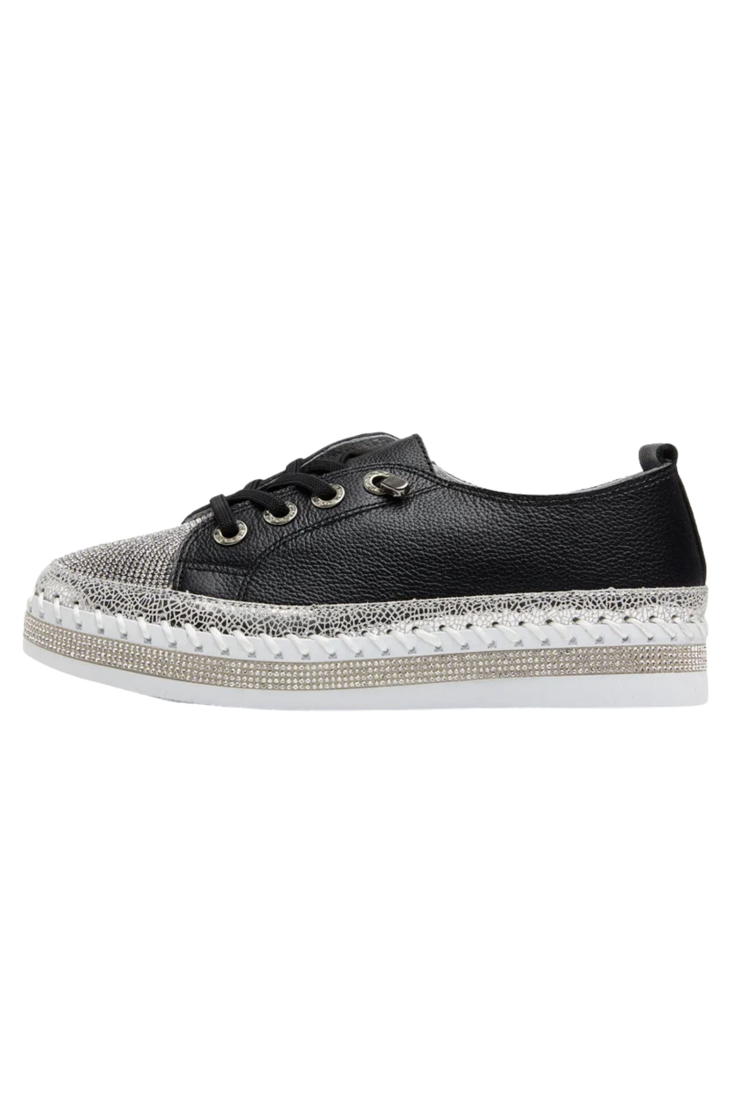 Outside view of Bernie Mev TW Jodie Sneaker in black