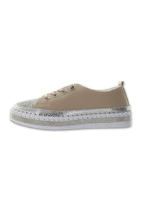 Outside view of Bernie Mev TW Jodie Sneaker in nude