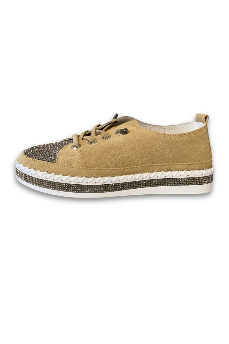 Outside view of Bernie Mev TW Jodie Sneaker in taupe