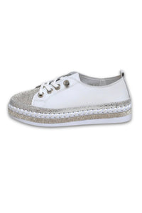 Outside view of Bernie Mev TW Jodie Sneaker in white