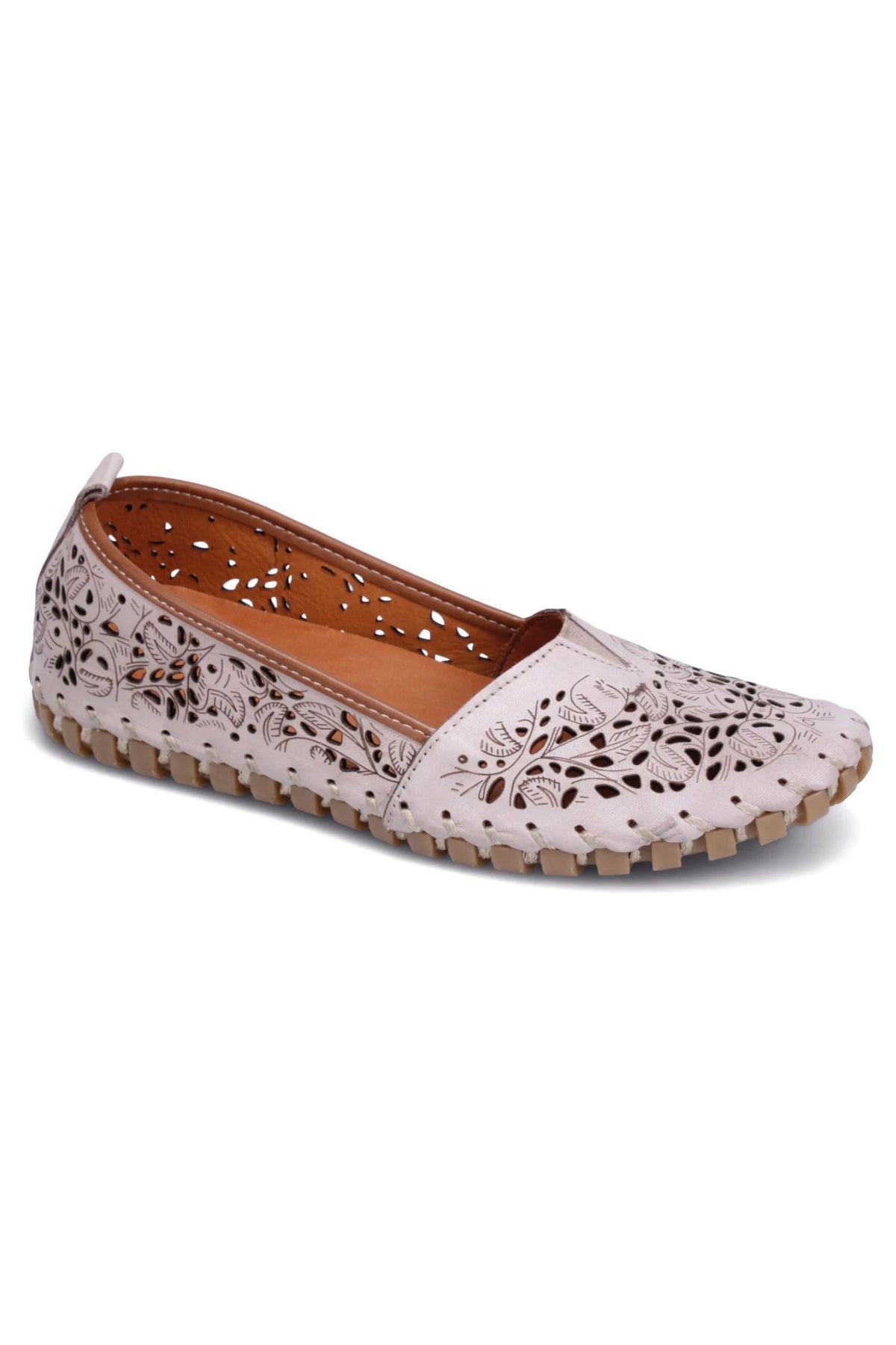 Side view of Biza Loafer - Style Sophie in silver grey