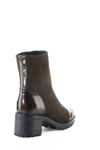 Back outside angle view of Bos & Co Waterproof Ankle Boot - Style Ingrid in brown
