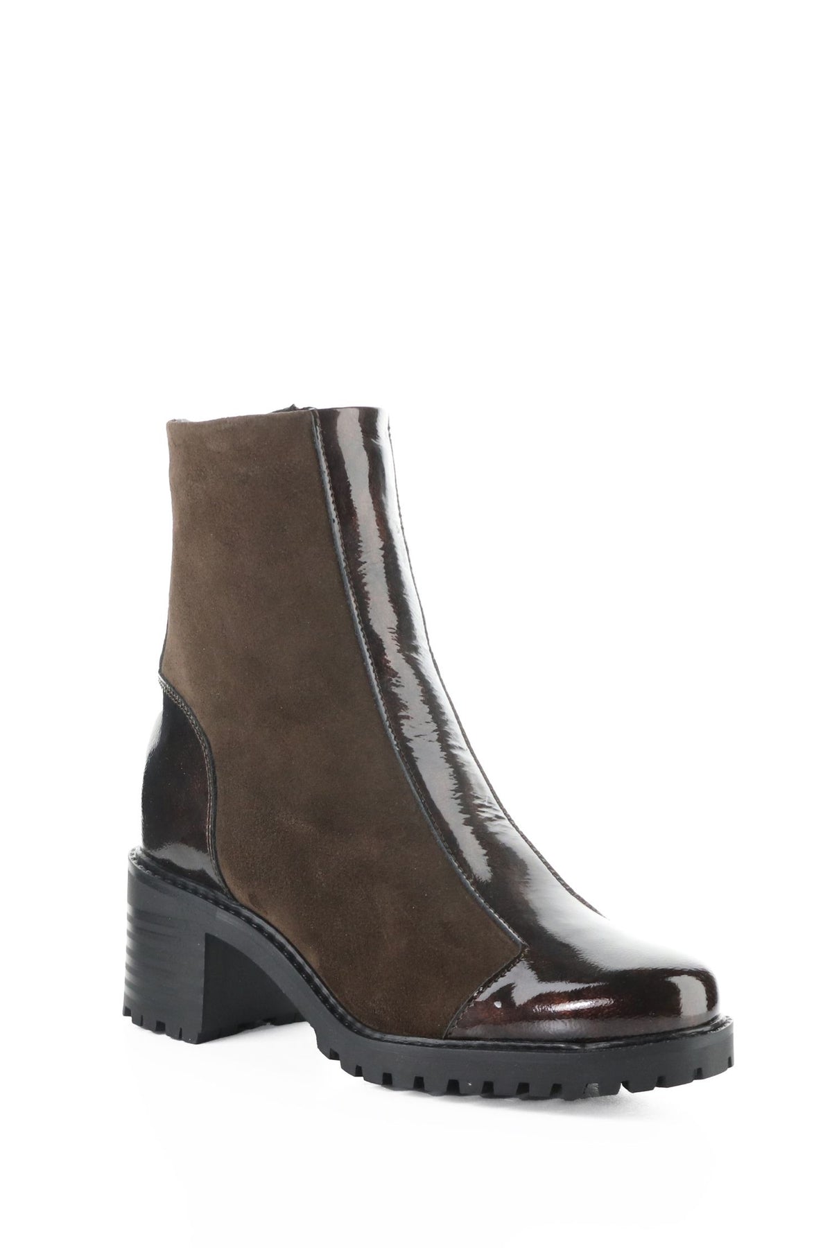 Front outside angle view of Bos & Co Waterproof Ankle Boot - Style Ingrid in brown
