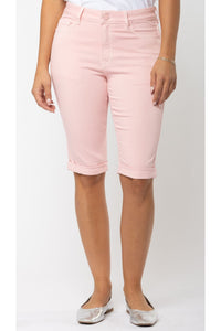Front view of Carreli Jeans Bermuda Shorts - Style PB-002 in crystal rose
