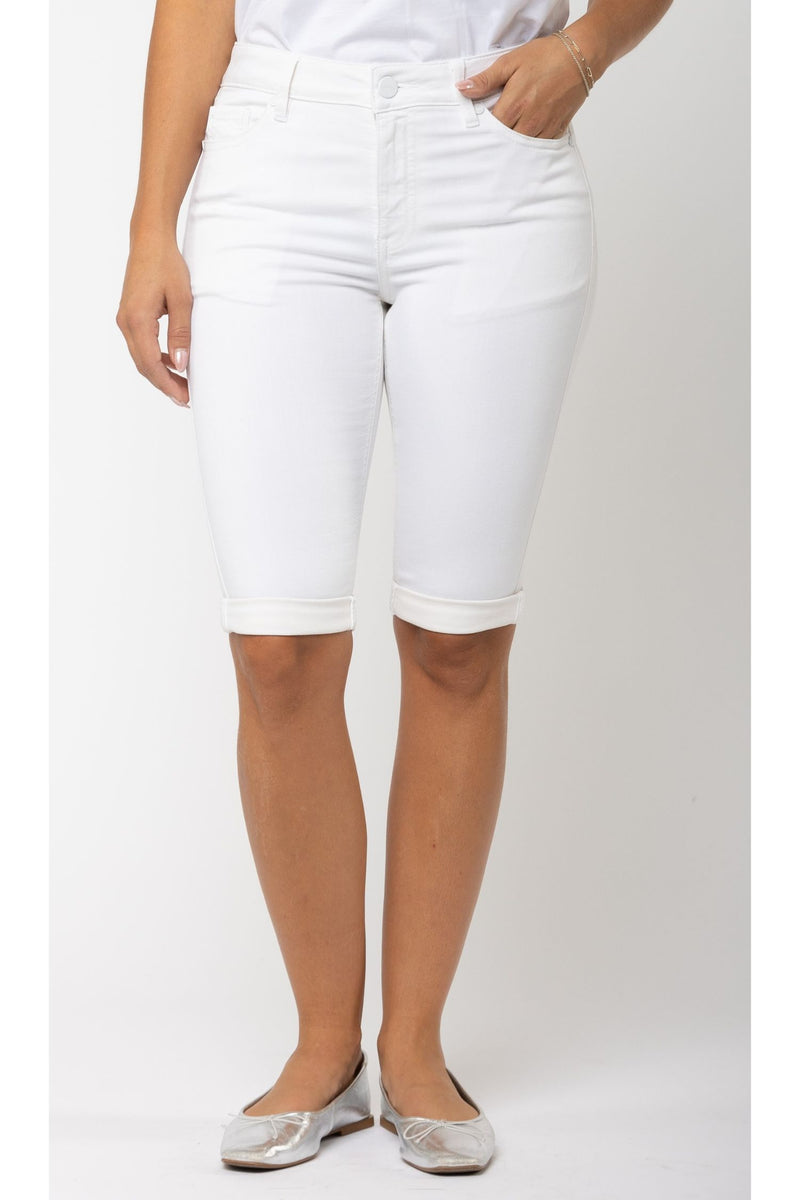 Front view of Carreli Jeans Bermuda Shorts - Style PB-002 in white