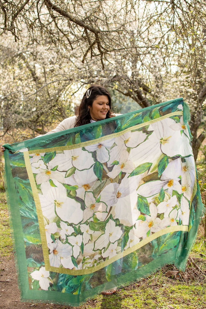 Love's Pure Light "The Ontario Trillium" Silk Shawl - Style D-446, fig1