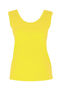 Flat lay view of Dolcezza Basic Round Neck Tank Top - Style 26502 in yellow