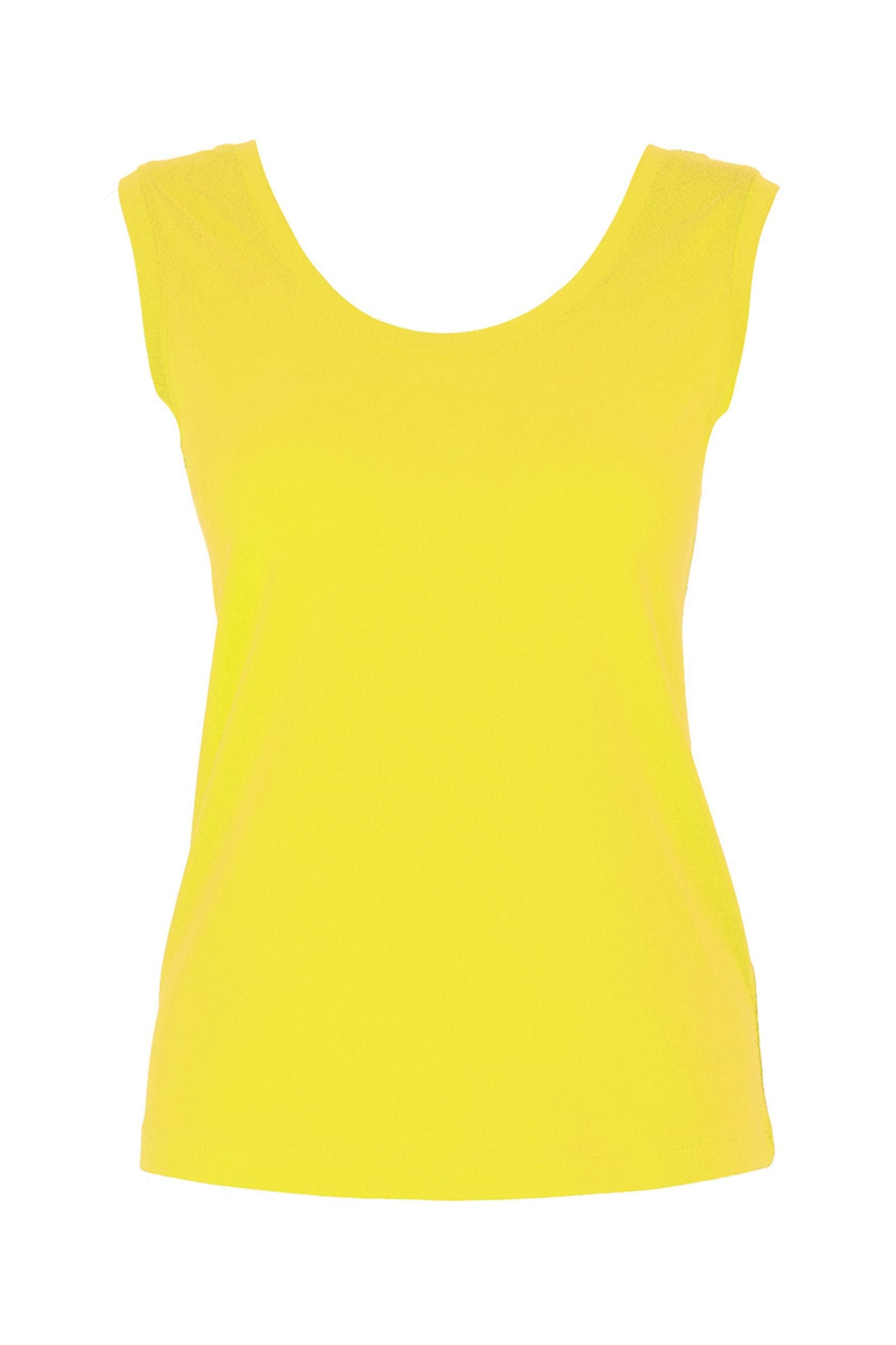 Flat lay view of Dolcezza Basic Round Neck Tank Top - Style 26502 in yellow
