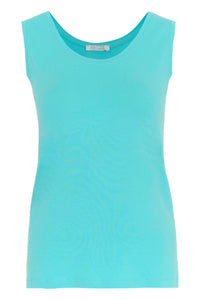 Front view flat lay of Dolcezza Basic Round Neck Tank Top - Style 26502 in aqua
