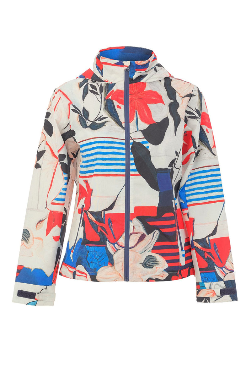 Front view of Dolcezza Bomber Hooded Rain Jacket - Style 26862