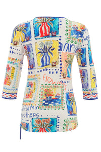 Back view of Dolcezza "My Handmade Garden" 3/4 Sleeve Top - Style 26620