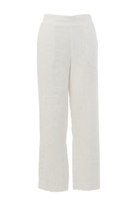 Front view of Dolcezza Relaxed Linen Pant - Style 26225 in white
