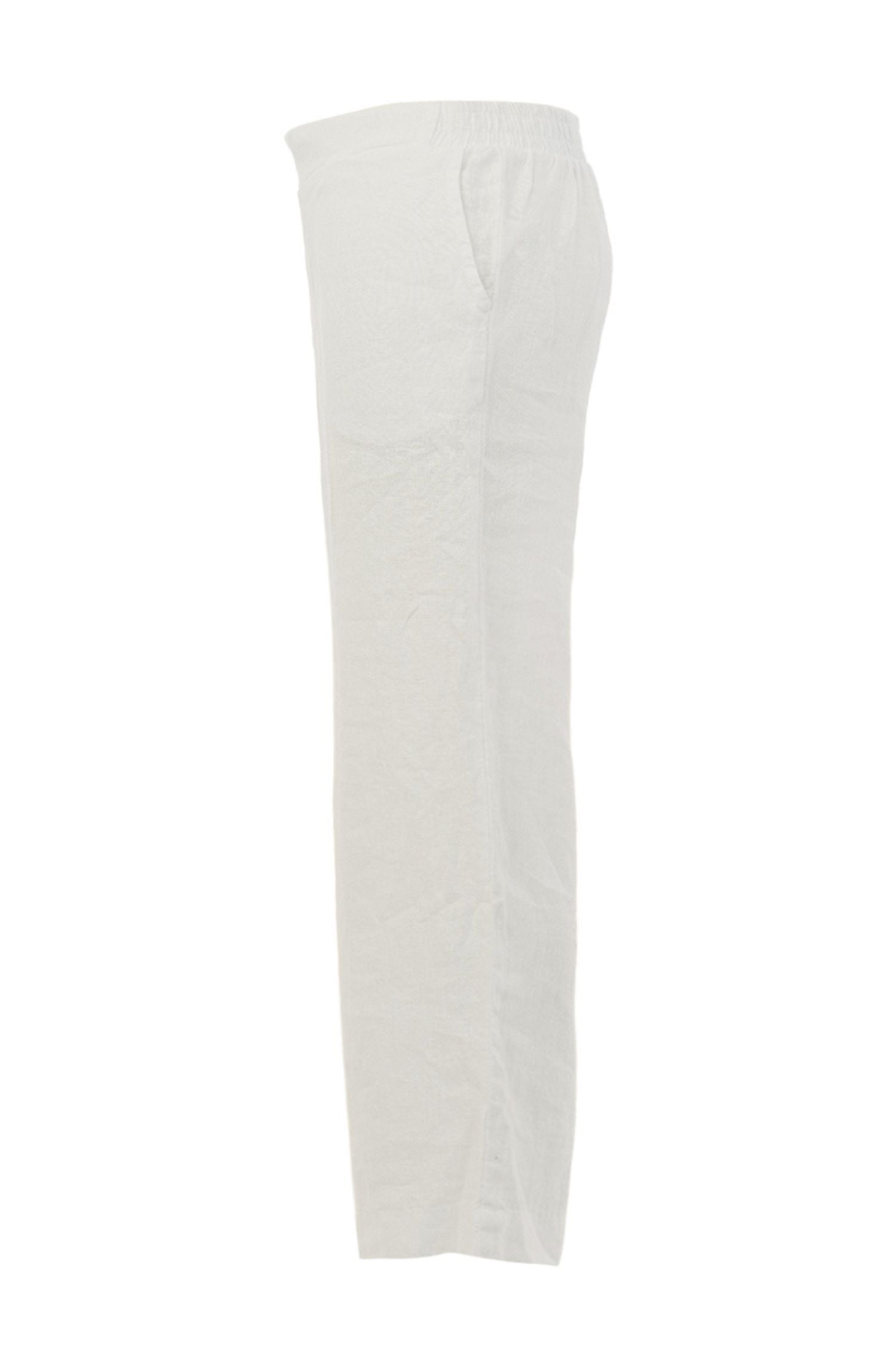 Side view of Dolcezza Relaxed Linen Pant - Style 26225 in white