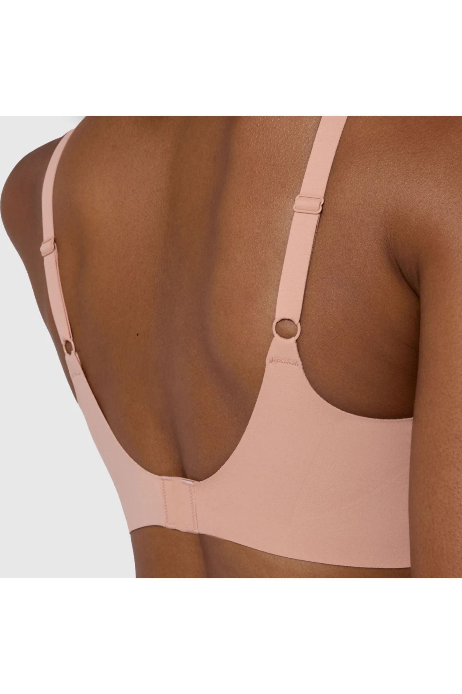 Back view closeup of Evelyn and Bobbie Beyond Wirefree Bra in himalayan salt