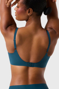 Back view of Evelyn and Bobbie Beyond Wirefree Bra in deep tide
