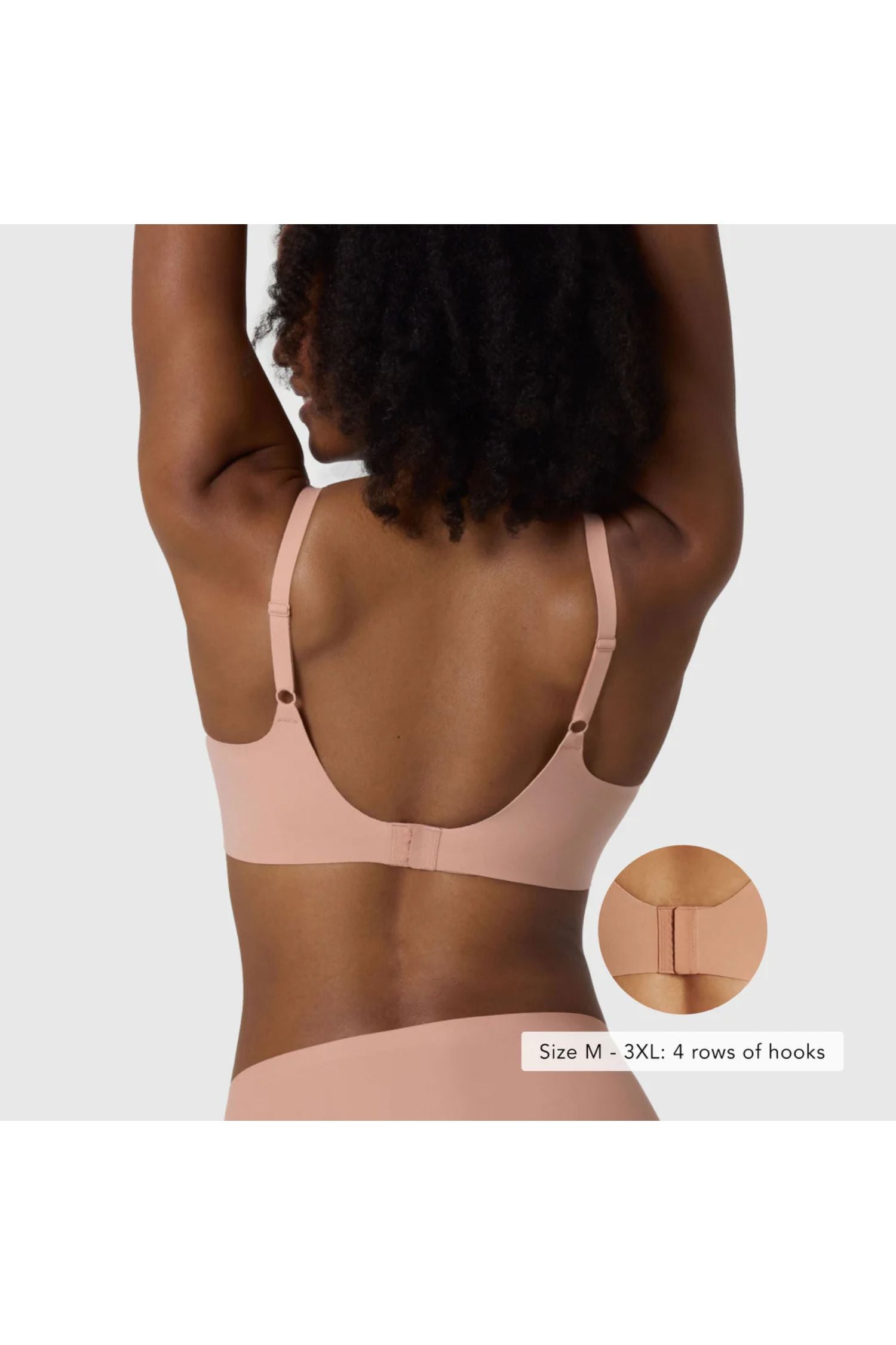 Back view of Evelyn and Bobbie Beyond Wirefree Bra in himalayan salt
