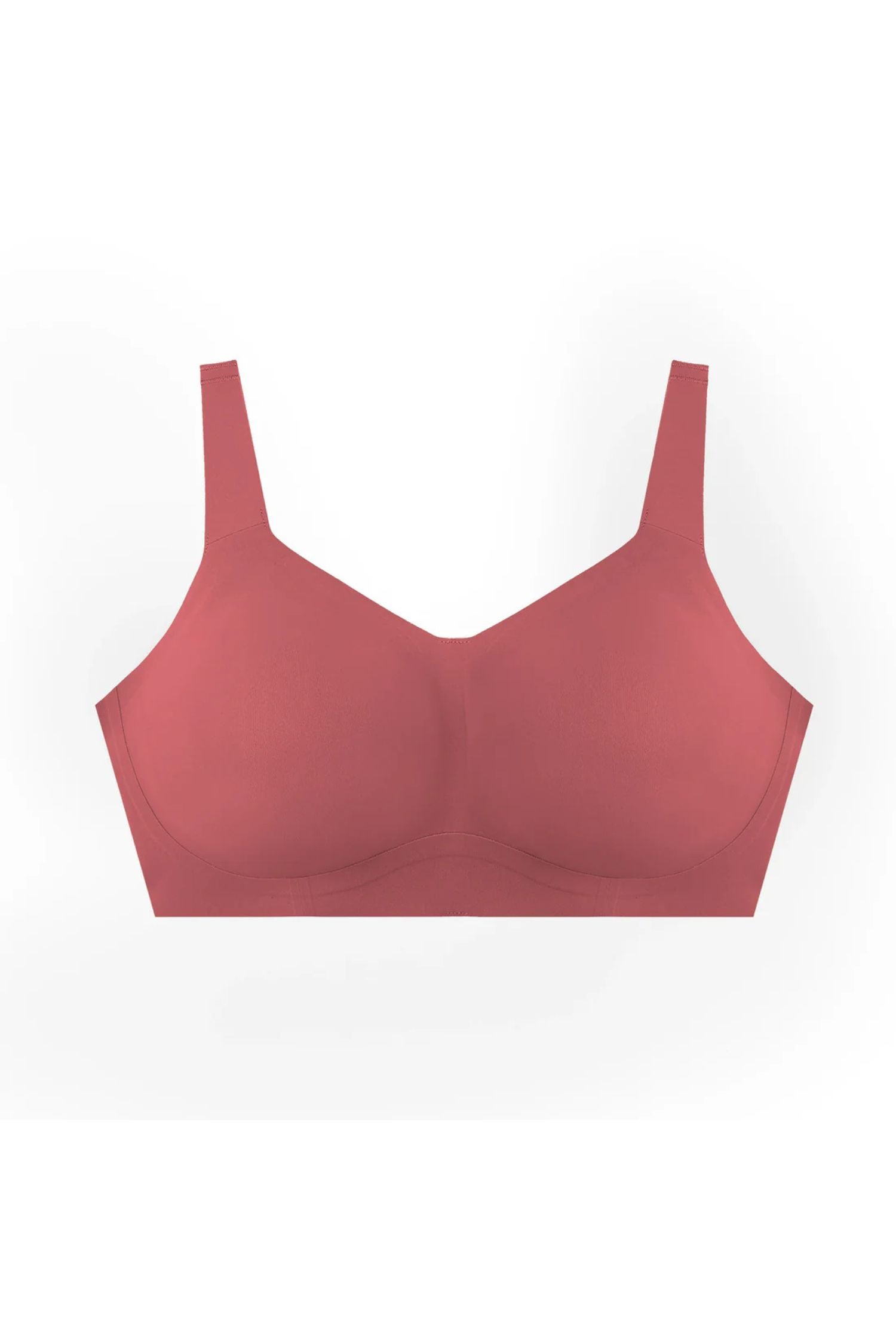 Flat view of Evelyn and Bobbie Beyond Wirefree Bra in pink canyon
