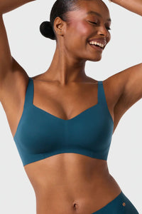 Front view of Evelyn and Bobbie Beyond Wirefree Bra in deep tide