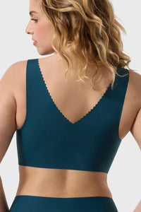 Back view of Evelyn and Bobbie Evelyn Wire-Free Bra in deep tide