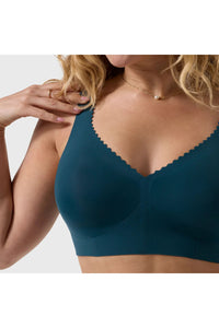 Front view of Evelyn and Bobbie Evelyn Wire-Free Bra in deep tide