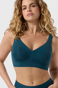 Front view of Evelyn and Bobbie Evelyn Wire-Free Bra in deep tide