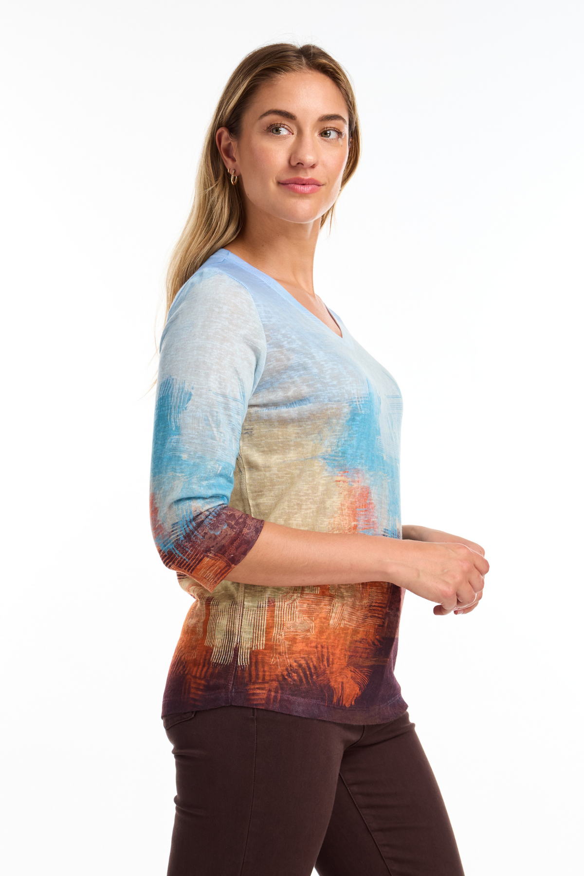 FDJ 3/4 Sleeve V-Neck Top - Style 3175451, side
