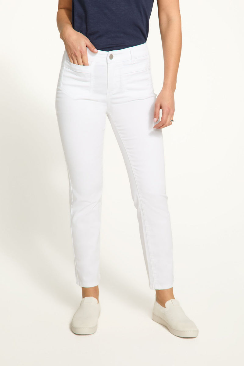 Front view of FDJ Christina Straight Ankle Jeans - Style 5177511  in white