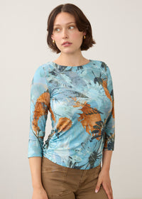 Front view of FDJ Miranda 3/4 Sleeve Boatneck Top - Style 3808756