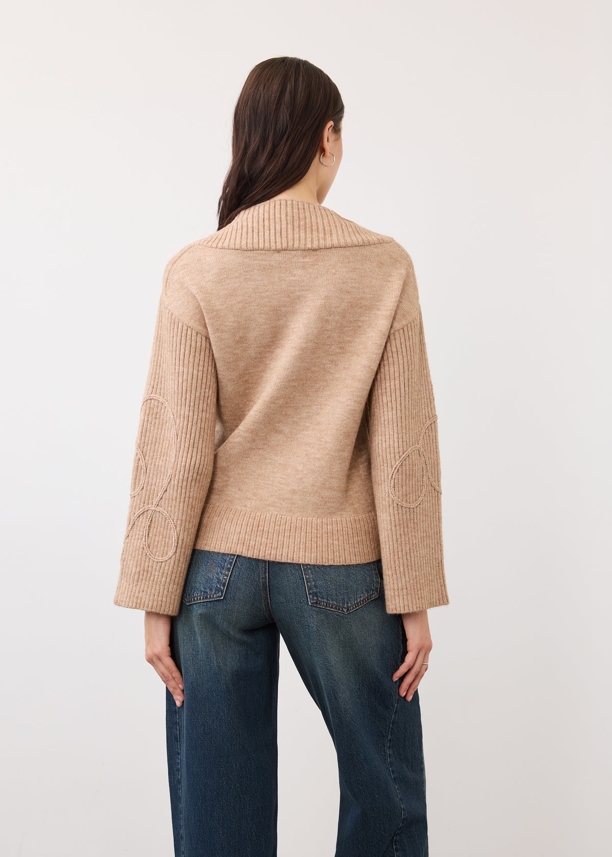 Back view of FDJ Mock Neck Sweater - Style 1023706