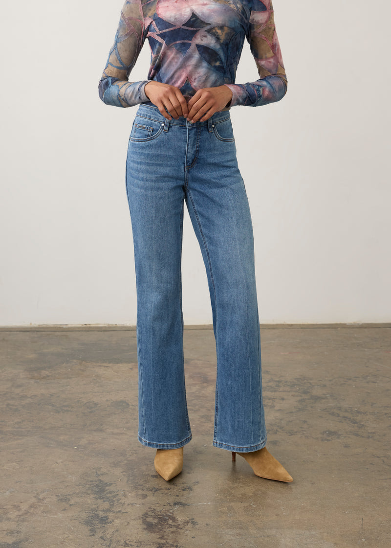 Front view of FDJ Olivia Bootleg Jeans - Style 2266843 in med wash