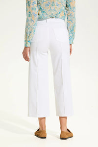 Back view of FDJ Suzanne Denim Wide Leg Crop in white