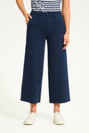 Front view of FDJ Suzanne Denim Wide Leg Crop in navy