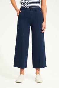 Front view of FDJ Suzanne Denim Wide Leg Crop in navy