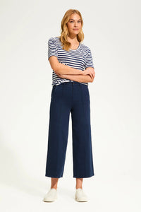 Front view2 of FDJ Suzanne Denim Wide Leg Crop in navy