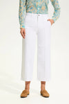 Front view of FDJ Suzanne Denim Wide Leg Crop in white
