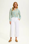 Full view of FDJ Suzanne Denim Wide Leg Crop in white