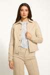 Front view of FDJ Twill Jean-Style Jacket - Style 1992511 in sandstone