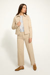 Front view of full outfit including FDJ Twill Jean-Style Jacket - Style 1992511 in sandstone