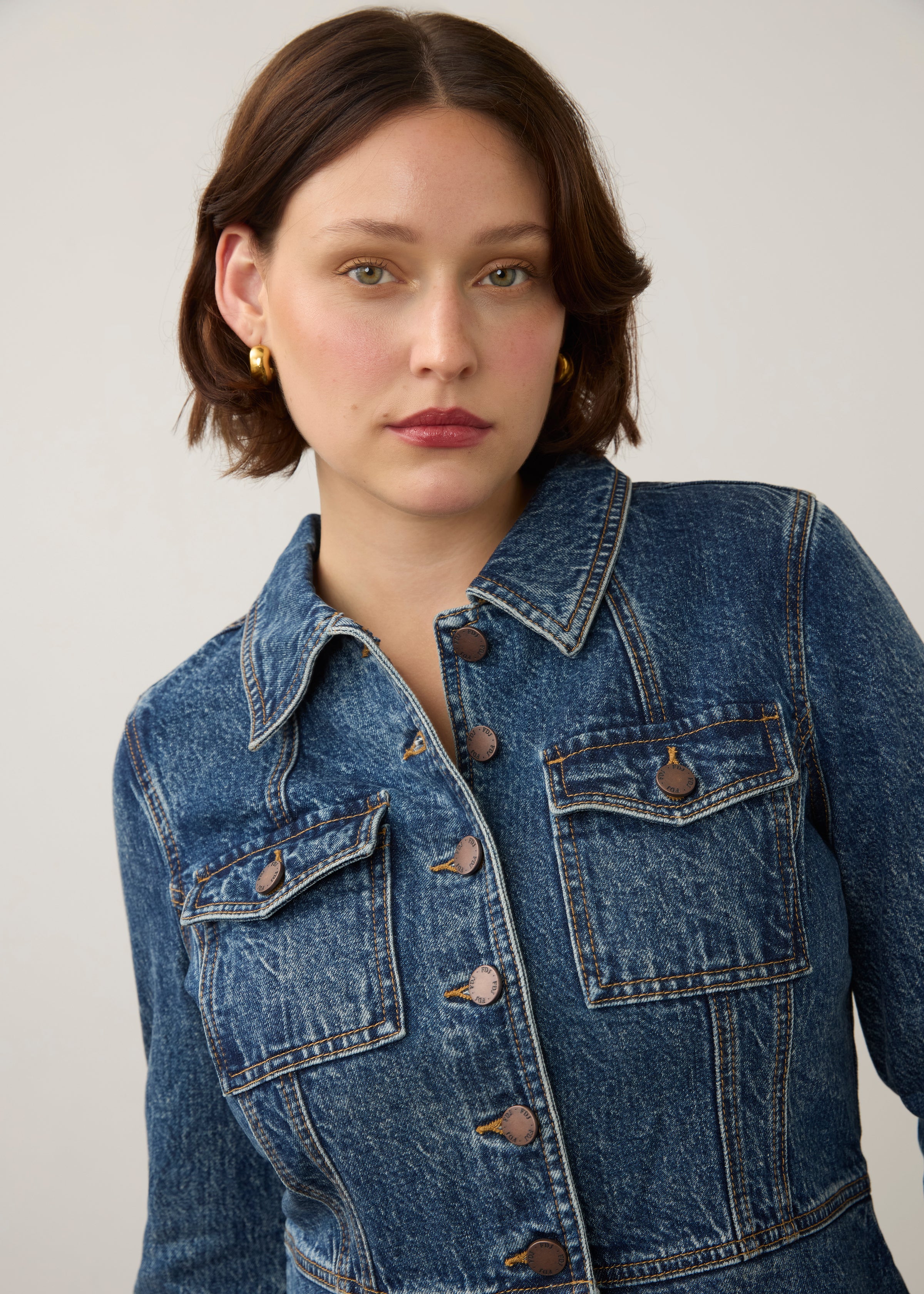 Front closeup of FDJ Utility Jean Jacket - Style 10022225