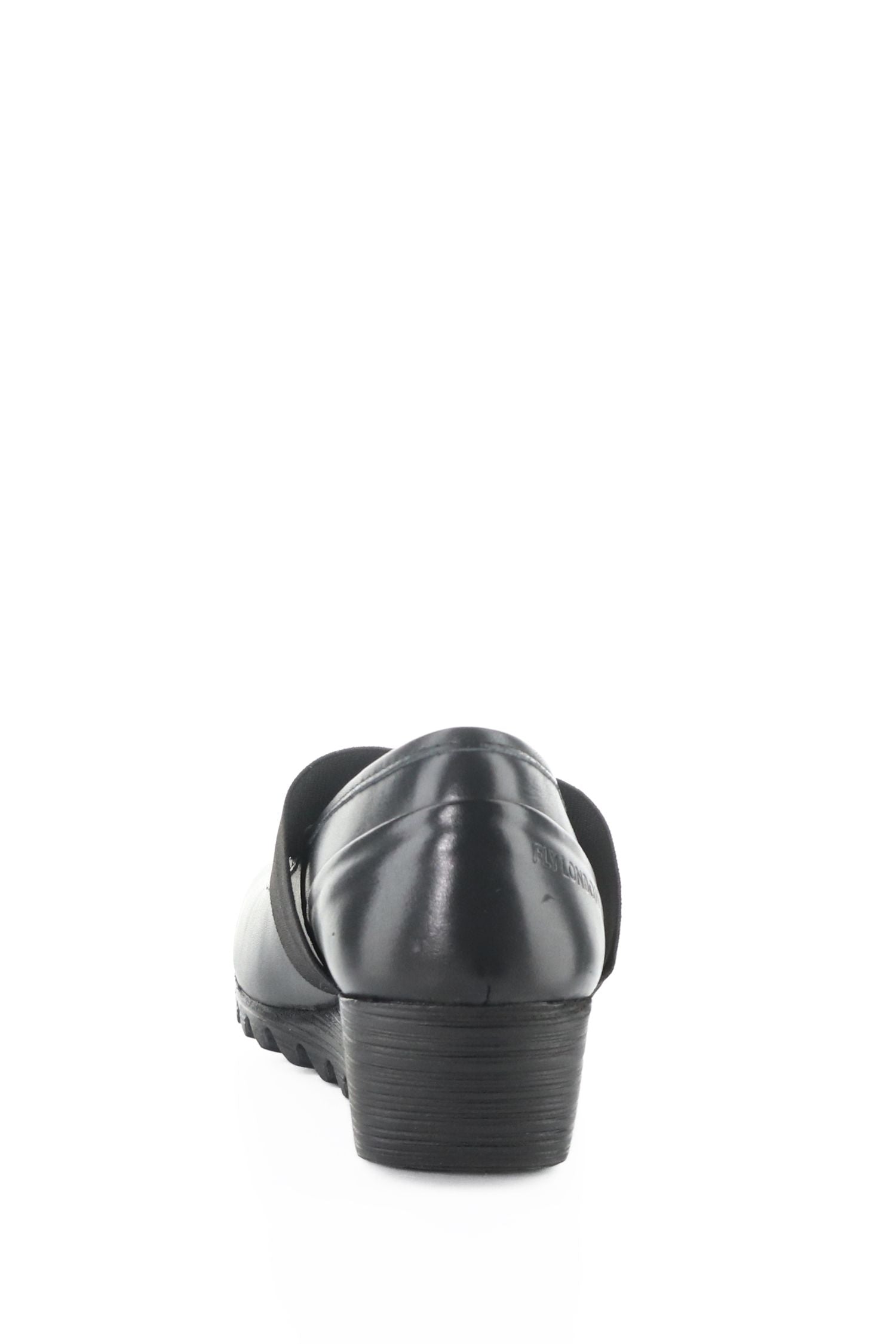 Back view of Fly London Wedge Pump - Style Olid in black